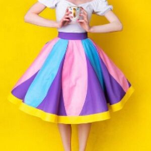 Disney Mrs Potts Teapot Multicolor Skirt with Yellow Trim